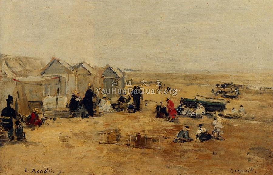 Deauville, Beach Scene - 尤金·布丹